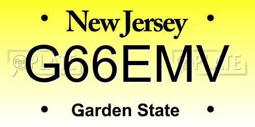 G66EMV New Jersey License Plate
