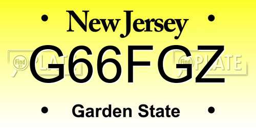 G66FGZ New Jersey License Plate