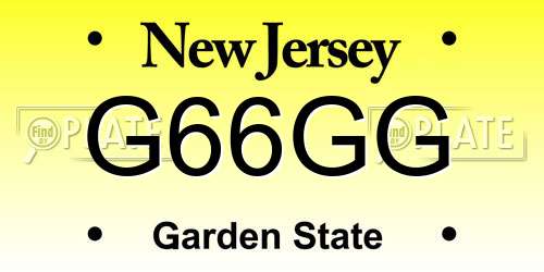 G66GG New Jersey License Plate