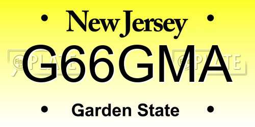 G66GMA New Jersey License Plate