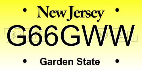 G66GWW New Jersey License Plate