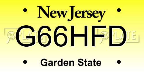 G66HFD New Jersey License Plate