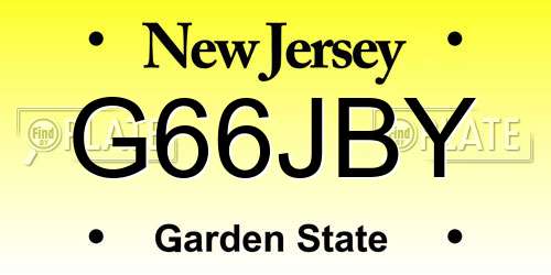 G66JBY New Jersey License Plate