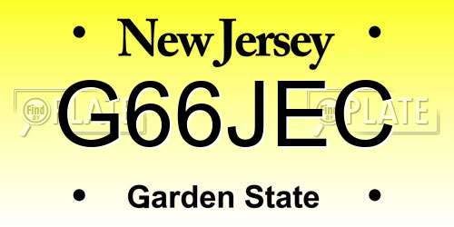 G66JEC New Jersey License Plate