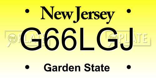 G66LGJ New Jersey License Plate