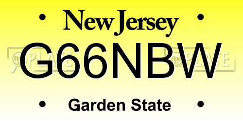 G66NBW New Jersey License Plate