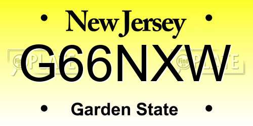 G66NXW New Jersey License Plate
