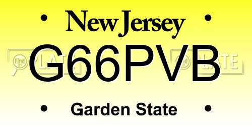 G66PVB New Jersey License Plate