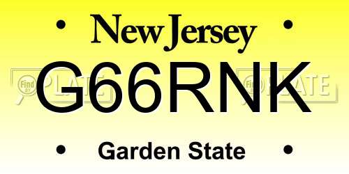 G66RNK New Jersey License Plate