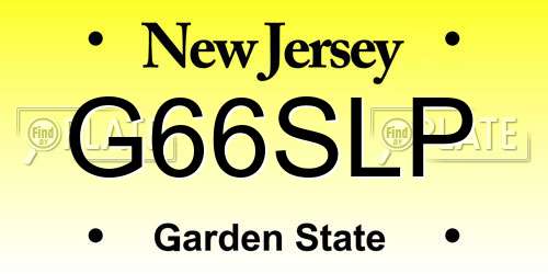 G66SLP New Jersey License Plate