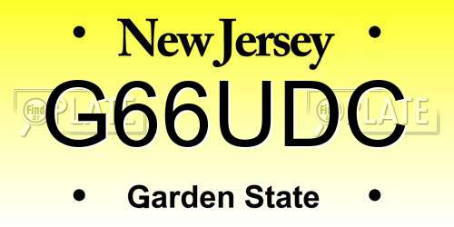 G66UDC New Jersey License Plate