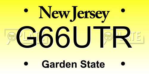 G66UTR New Jersey License Plate