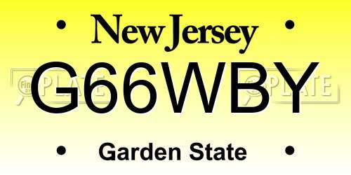G66WBY New Jersey License Plate