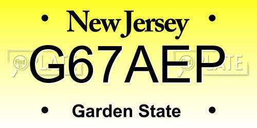G67AEP New Jersey License Plate