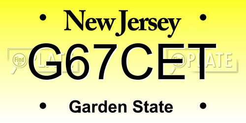 G67CET New Jersey License Plate