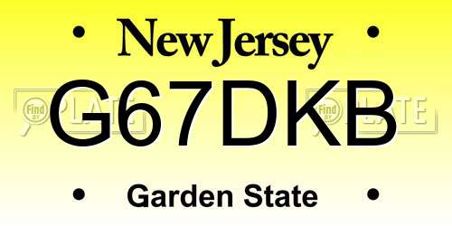 G67DKB New Jersey License Plate