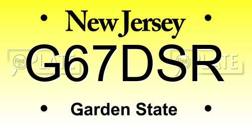 G67DSR New Jersey License Plate