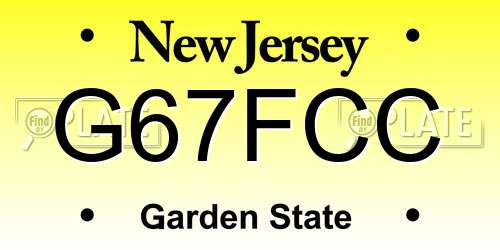 G67FCC New Jersey License Plate
