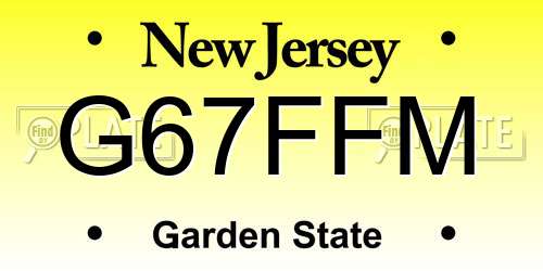 G67FFM New Jersey License Plate