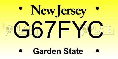 G67FYC New Jersey License Plate
