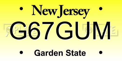 G67GUM New Jersey License Plate