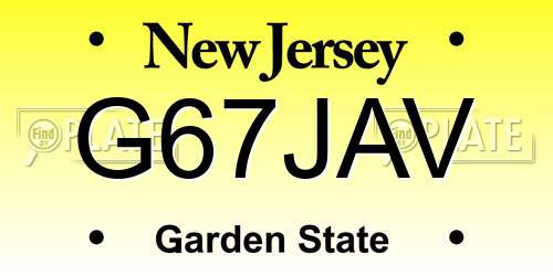 G67JAV New Jersey License Plate