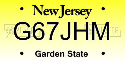 G67JHM New Jersey License Plate