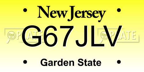 G67JLV New Jersey License Plate