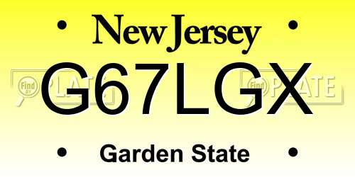 G67LGX New Jersey License Plate