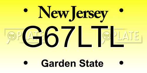 G67LTL New Jersey License Plate