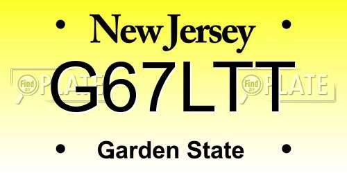 G67LTT New Jersey License Plate