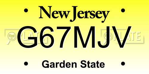G67MJV New Jersey License Plate