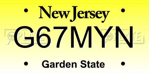G67MYN New Jersey License Plate