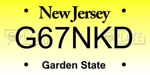 G67NKD New Jersey License Plate
