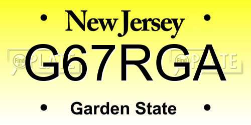 G67RGA New Jersey License Plate