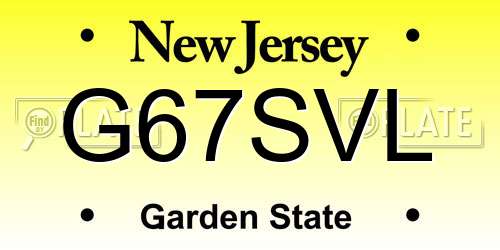 G67SVL New Jersey License Plate