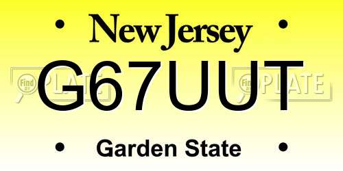 G67UUT New Jersey License Plate
