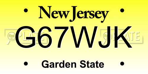 G67WJK New Jersey License Plate