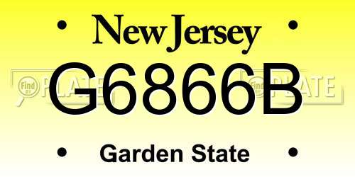 G6866B New Jersey License Plate