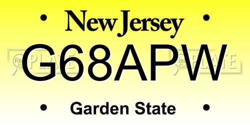 G68APW New Jersey License Plate