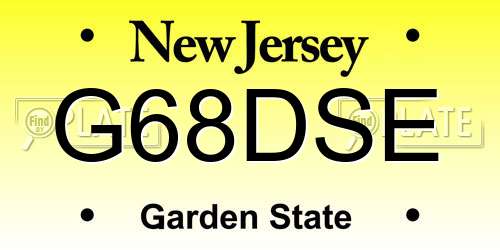 G68DSE New Jersey License Plate