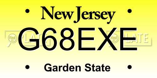 G68EXE New Jersey License Plate
