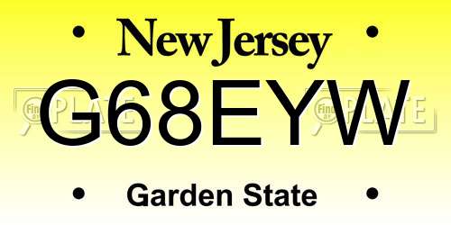 G68EYW New Jersey License Plate