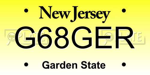 G68GER New Jersey License Plate