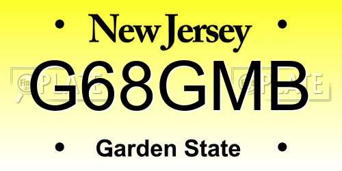 G68GMB New Jersey License Plate
