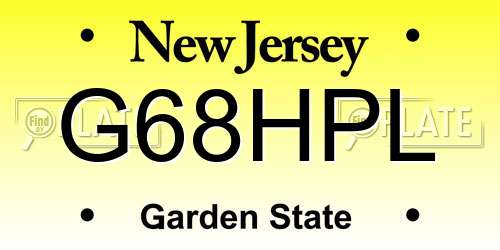 G68HPL New Jersey License Plate