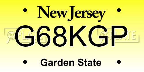 G68KGP New Jersey License Plate