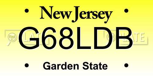 G68LDB New Jersey License Plate