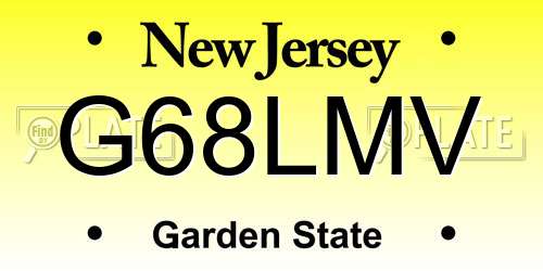 G68LMV New Jersey License Plate