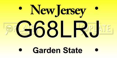 G68LRJ New Jersey License Plate